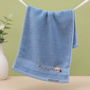 Premium Long-Staple Cotton Face Towel - Bear Embroider - product photo showing soft cotton comfort