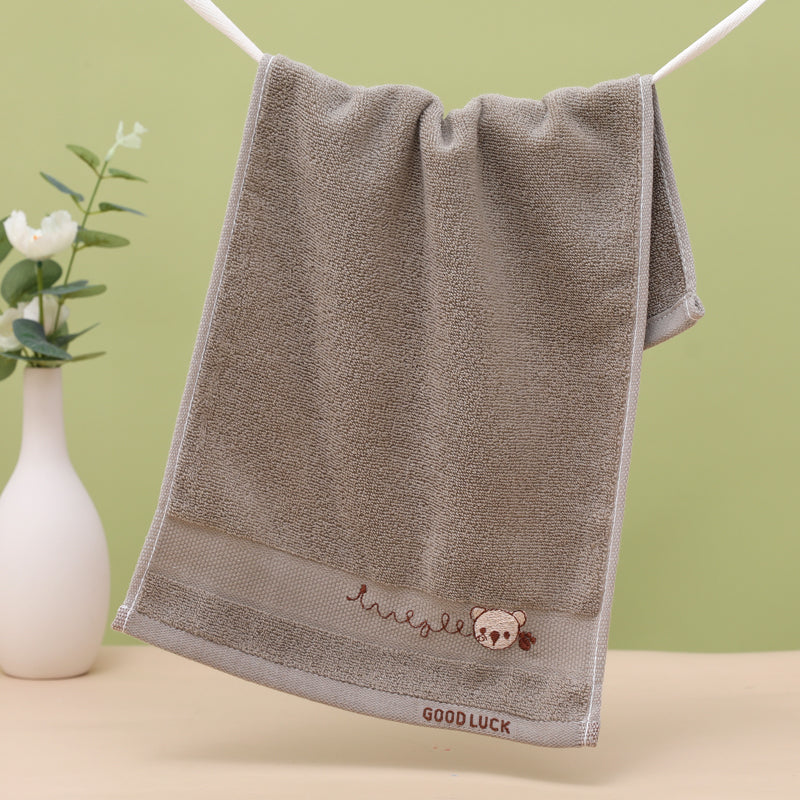 Premium Long-Staple Cotton Face Towel - Bear Embroider - product photo showing soft cotton comfort