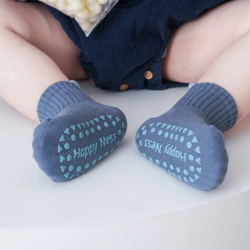 Babies Color Cuff Grip Socks-4 Pairs