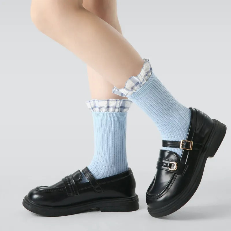 Kid's Girls' Sweet Preppy Ruffle Socks - 3 Pairs