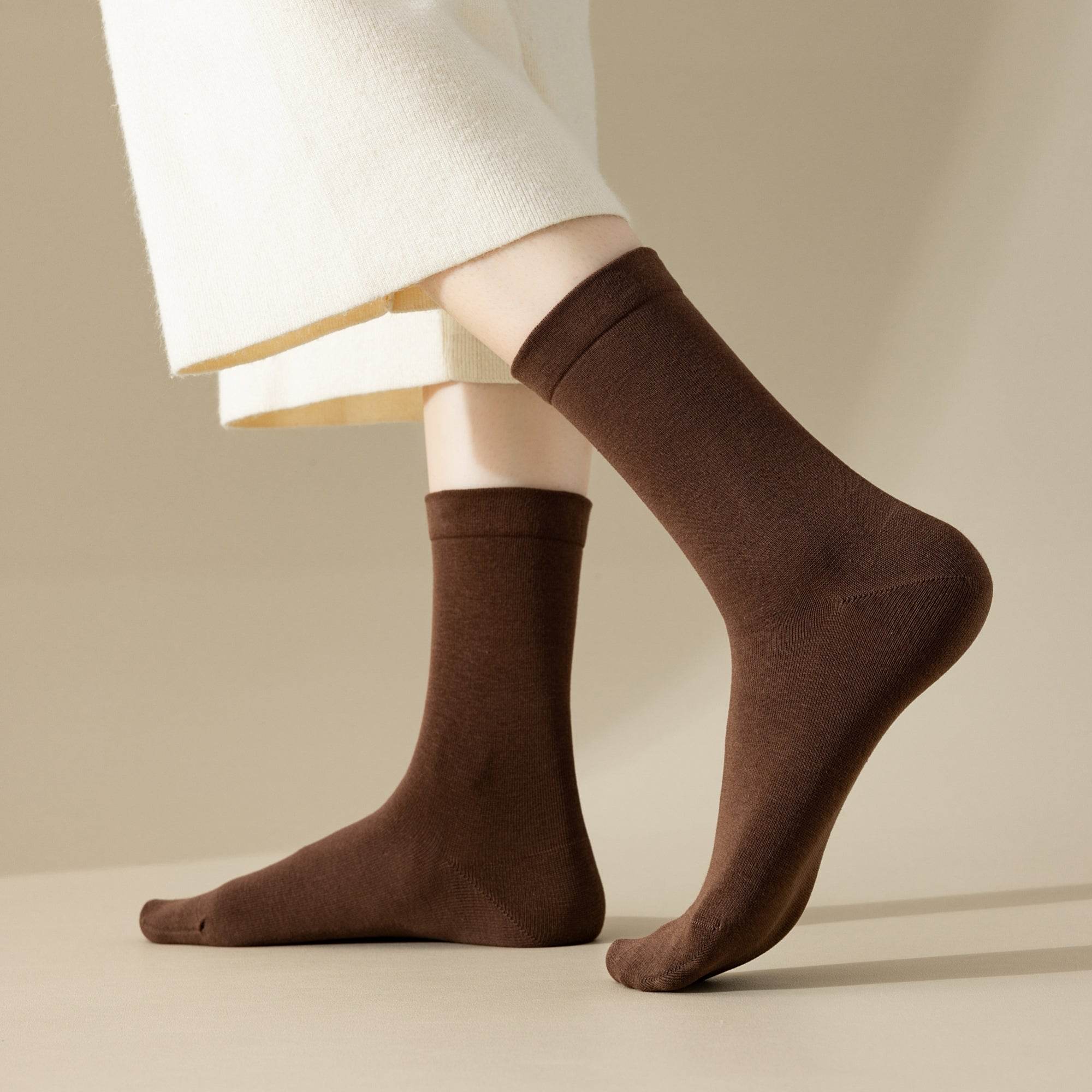 Women's Classic Solid Color Crew Socks - 5 Pairs