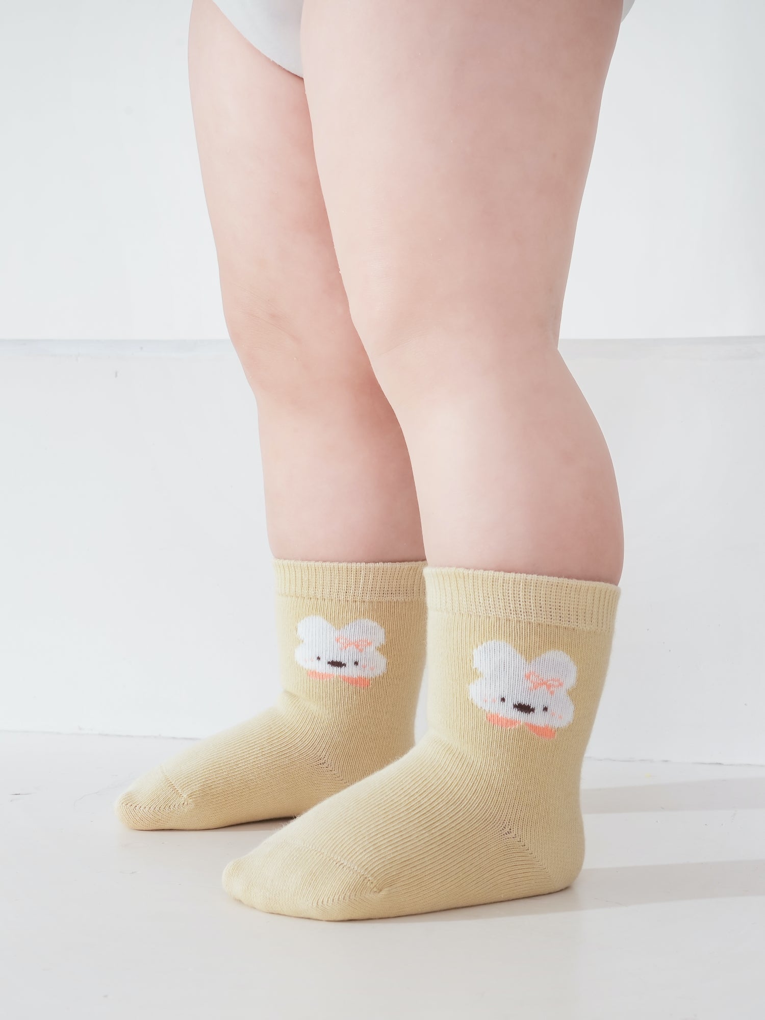 Babies' Ankle Socks with Minimalist Cartoon Faces-3 Pack