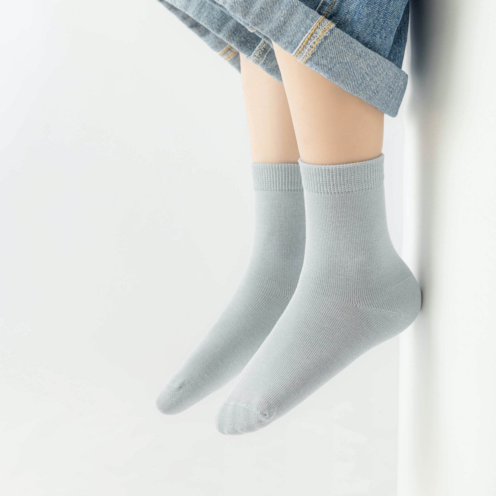 Kid's Organic Cotton Solid Crew Socks Cream - 4 Pairs - Weavasocks