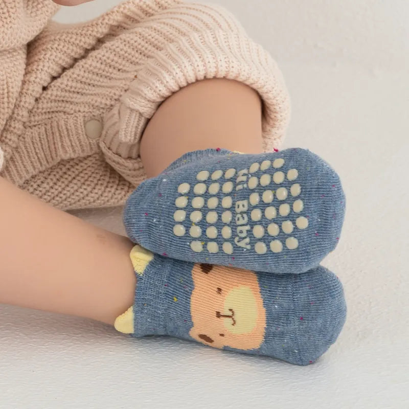 Babies' No-Show Grip Socks-5 Pairs