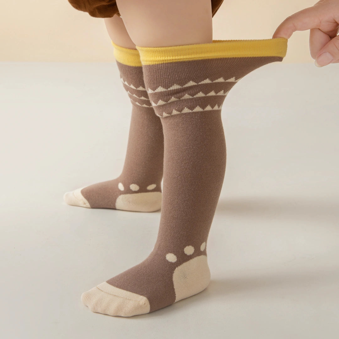 Baby & Toddler Forest Bear Pattern Knee-High Socks 3-Pack - sock set showing secure grip comfort
