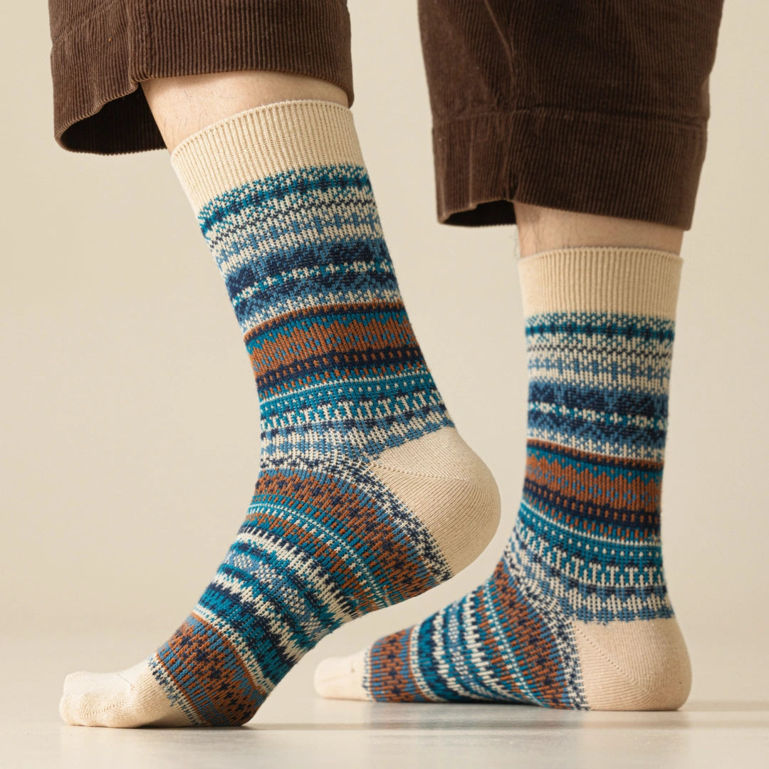 Men's Retro British Style Cotton Blend Crew Socks - product photo showing soft cotton comfort