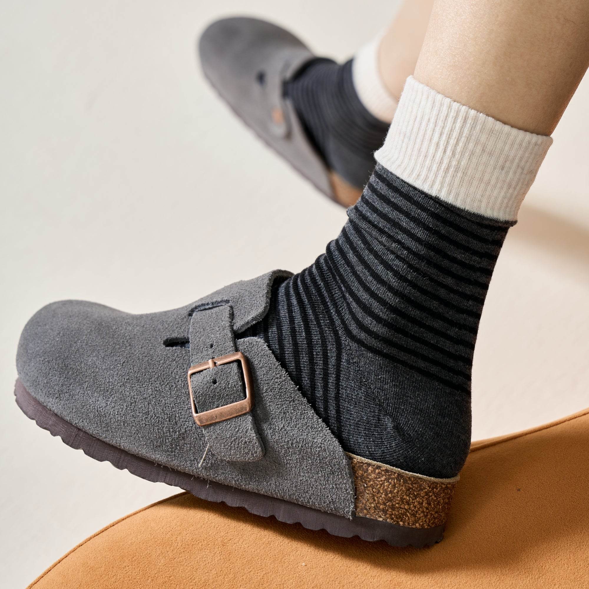 Women's Color Block Cuff Striped Socks - Single Pair