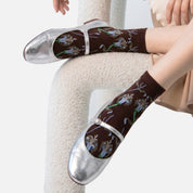 Women's Designer 3D Botanical & Shimmer Floral Crew Socks (3-Pack)