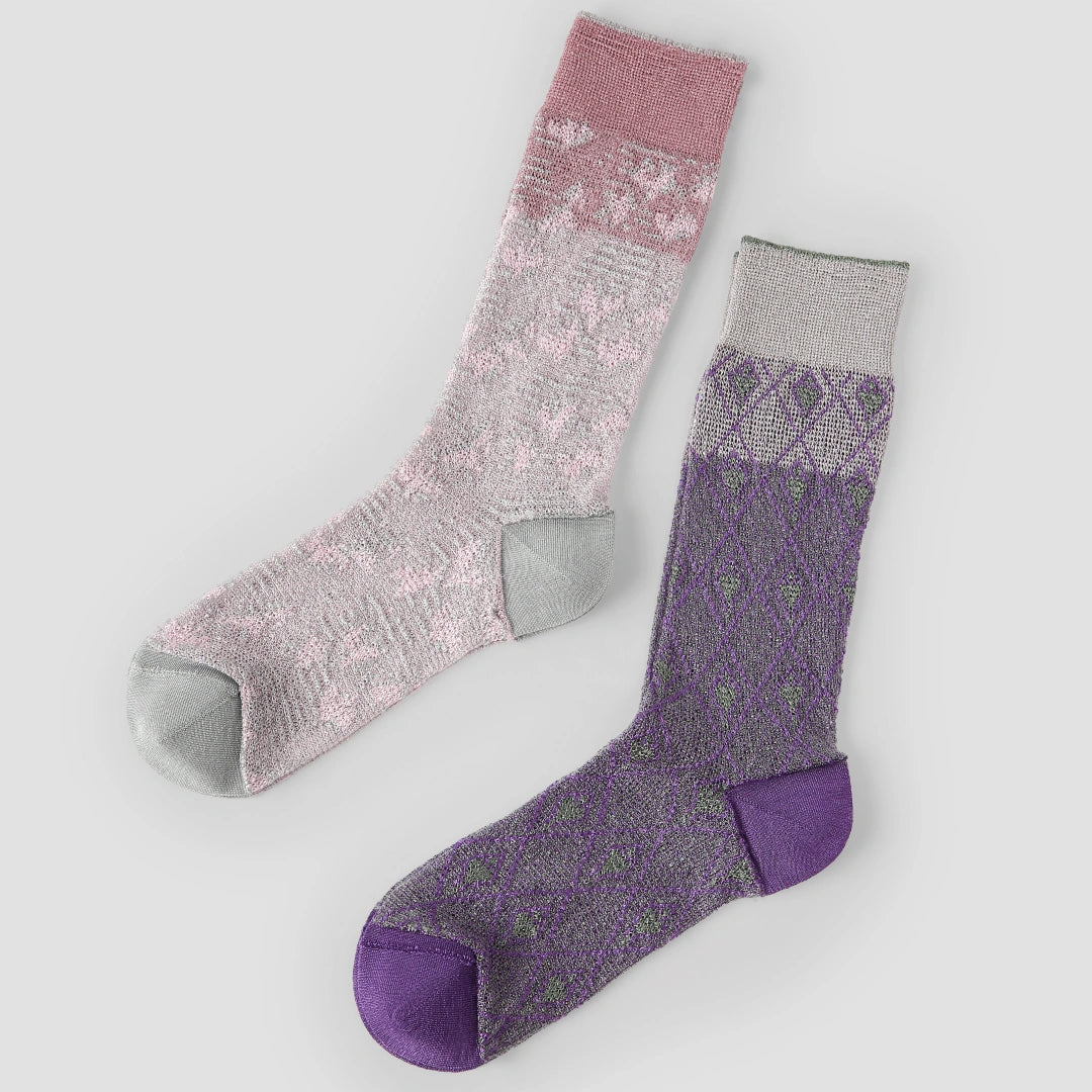 Women's Metallic Lurex Sheer Mesh Socks - product photo showing breathable mesh comfort