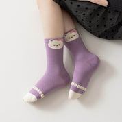 Kid's Lavender Kitten Crew Socks - 5 Pairs - Weavasocks