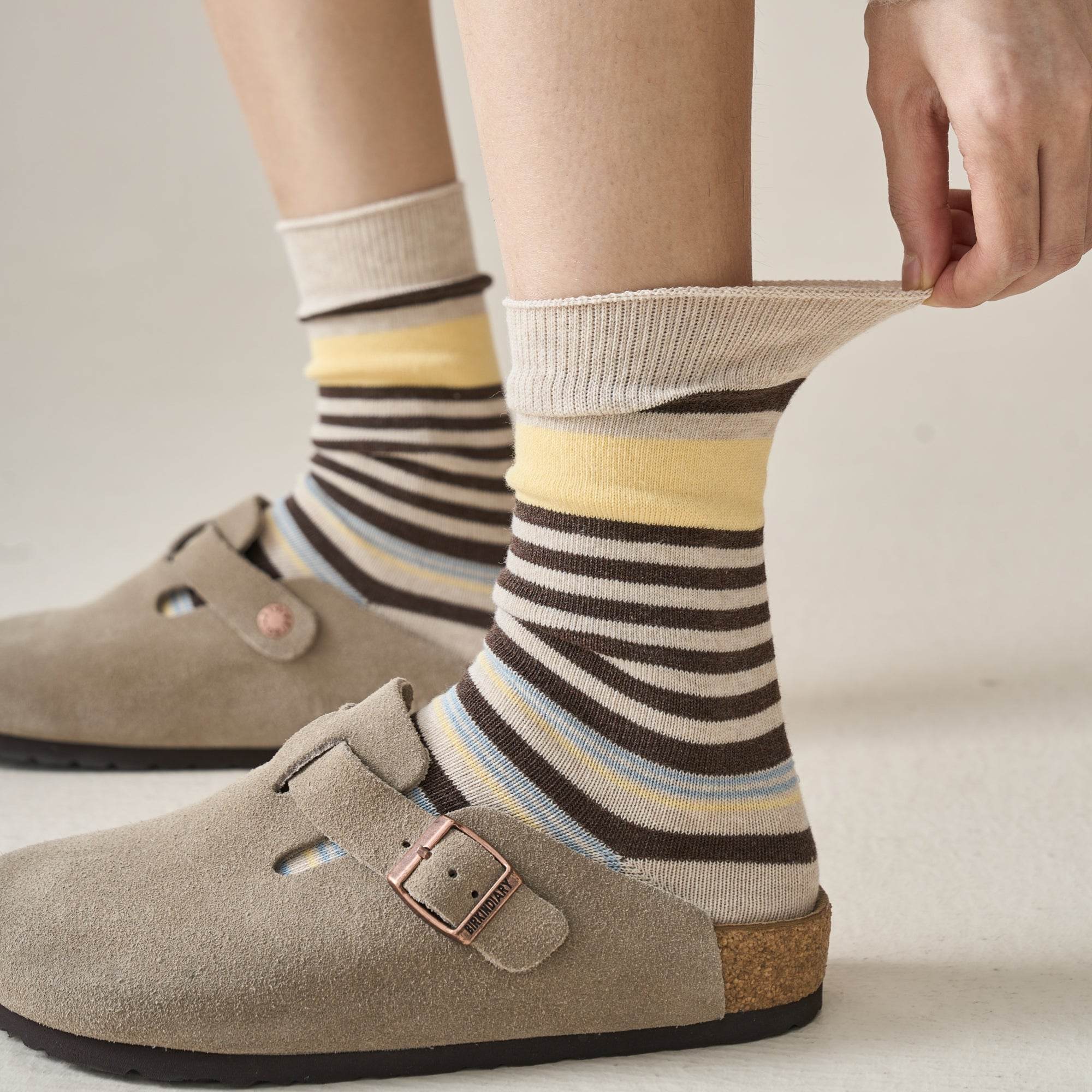 Women's Retro Multi-Stripe Crew Socks - Single Pair