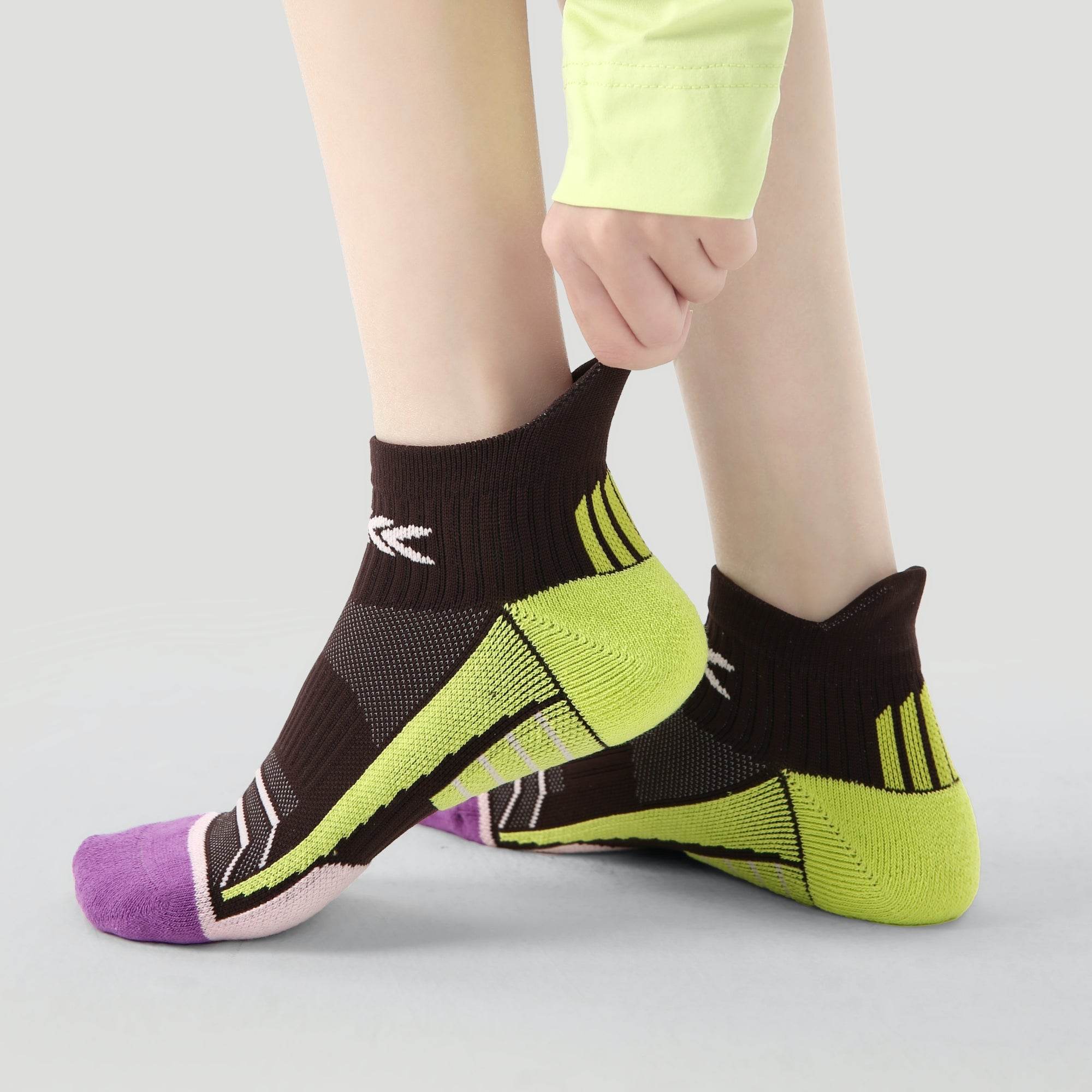 Women's Performance Cushioned Ankle Socks - Espresso & Volt