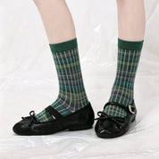 Women's Designer Shimmer Plaid & 3D Tufted Floral Crew Socks (3-Pack)