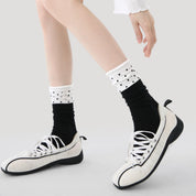 Women's Sheer Ruffle Cuff Socks - detail photo showing seamless stretch comfort