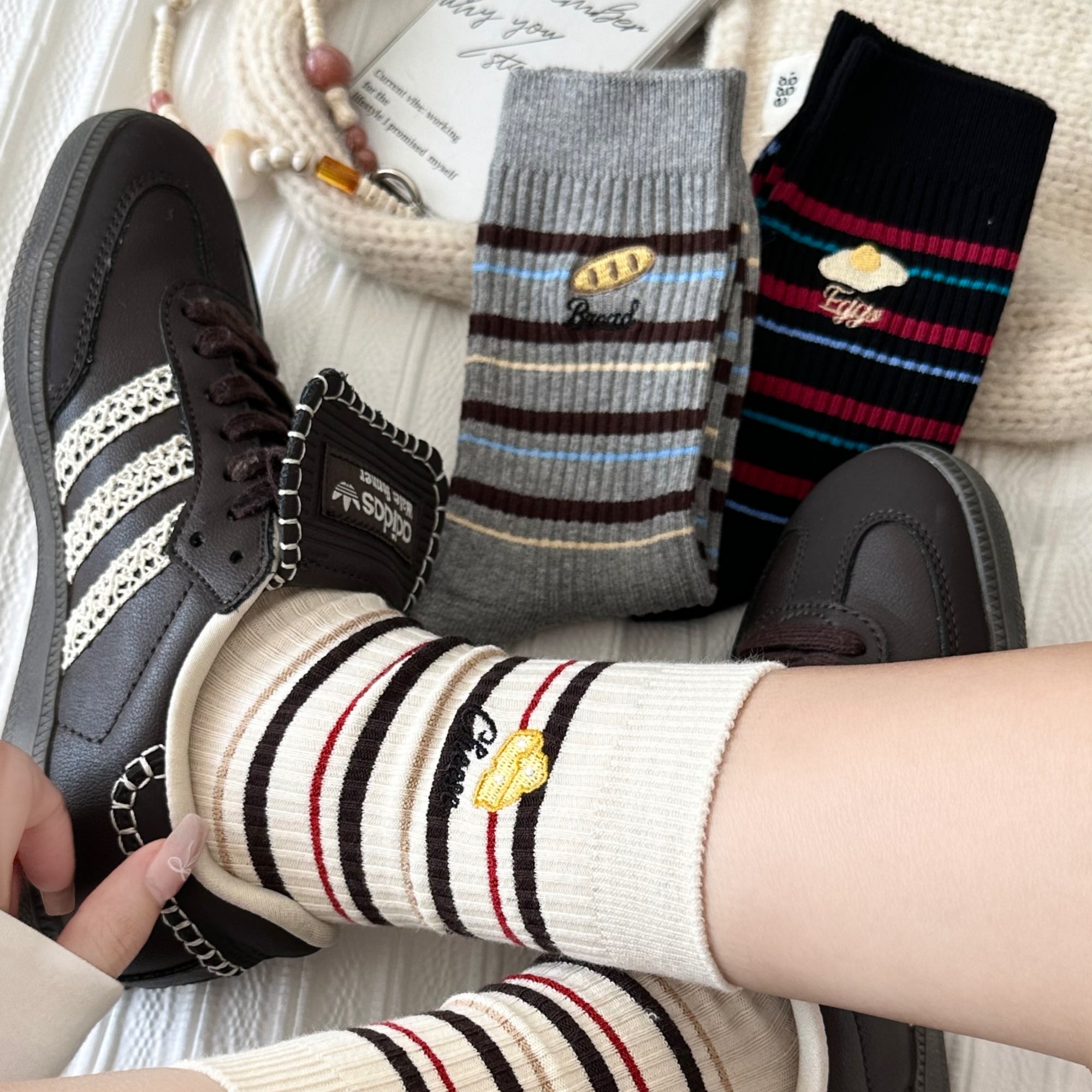 Women's Novelty Foodie Embroidered Socks - Single Pair