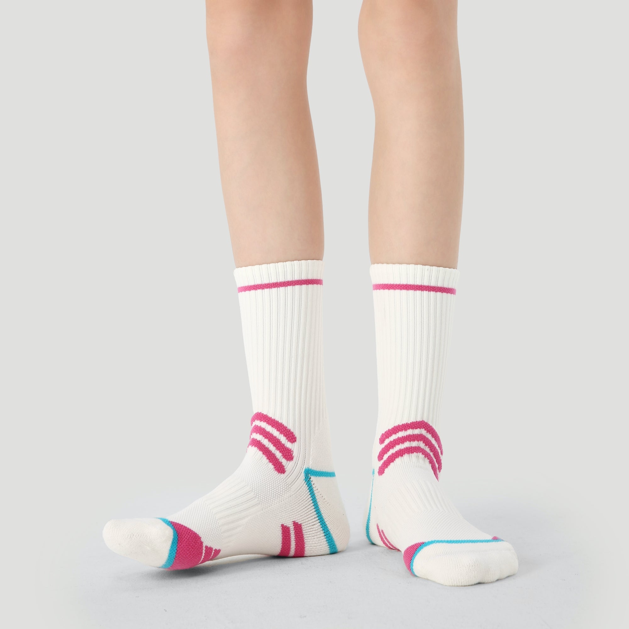 Women's Performance Athletic Crew Socks-White B-1 Pack