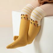 Baby’s Cartoon Tiger & Panda Striped Knee-High Socks 3-Pack