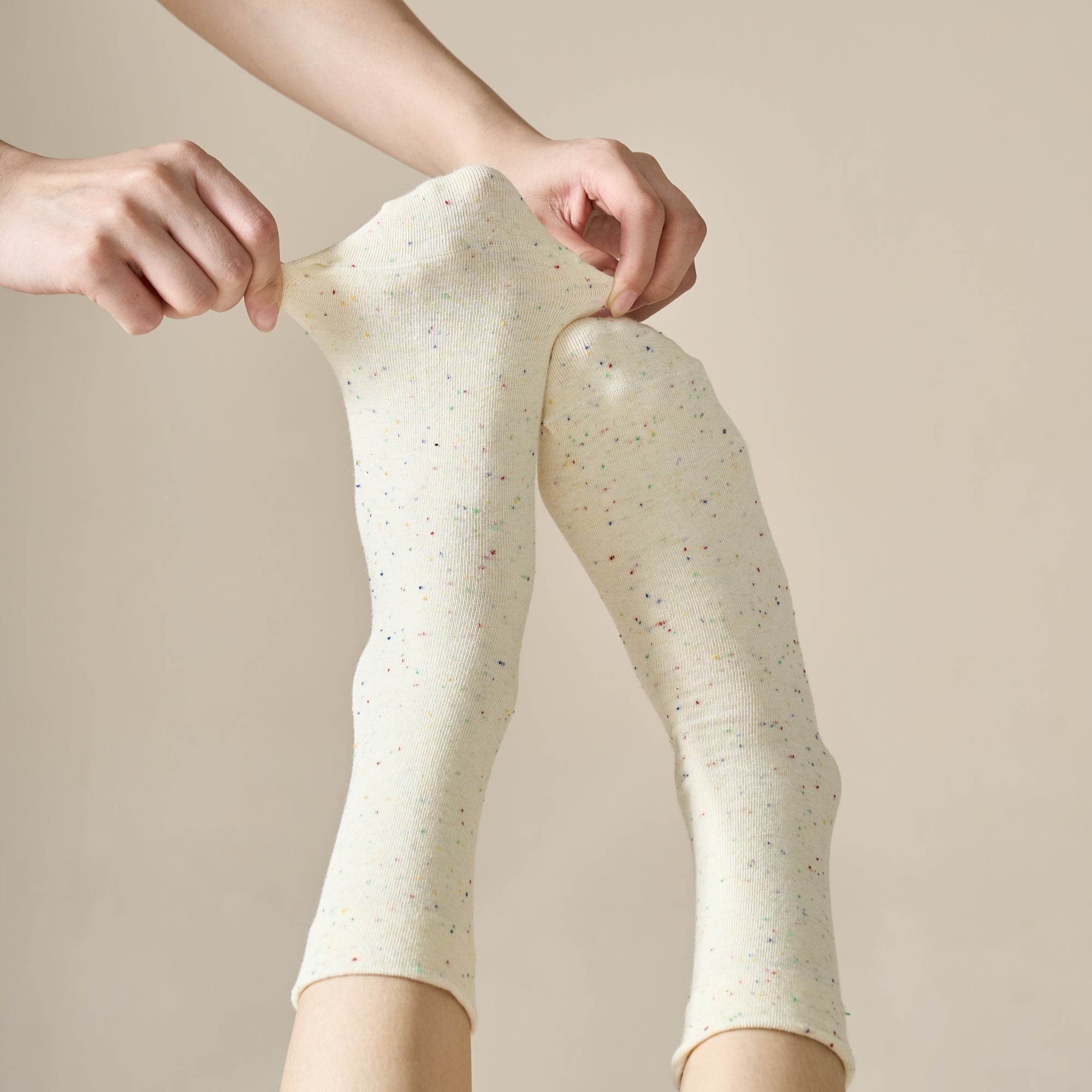 Women's Seamless Speckled Cotton Crew Socks - Single Pair