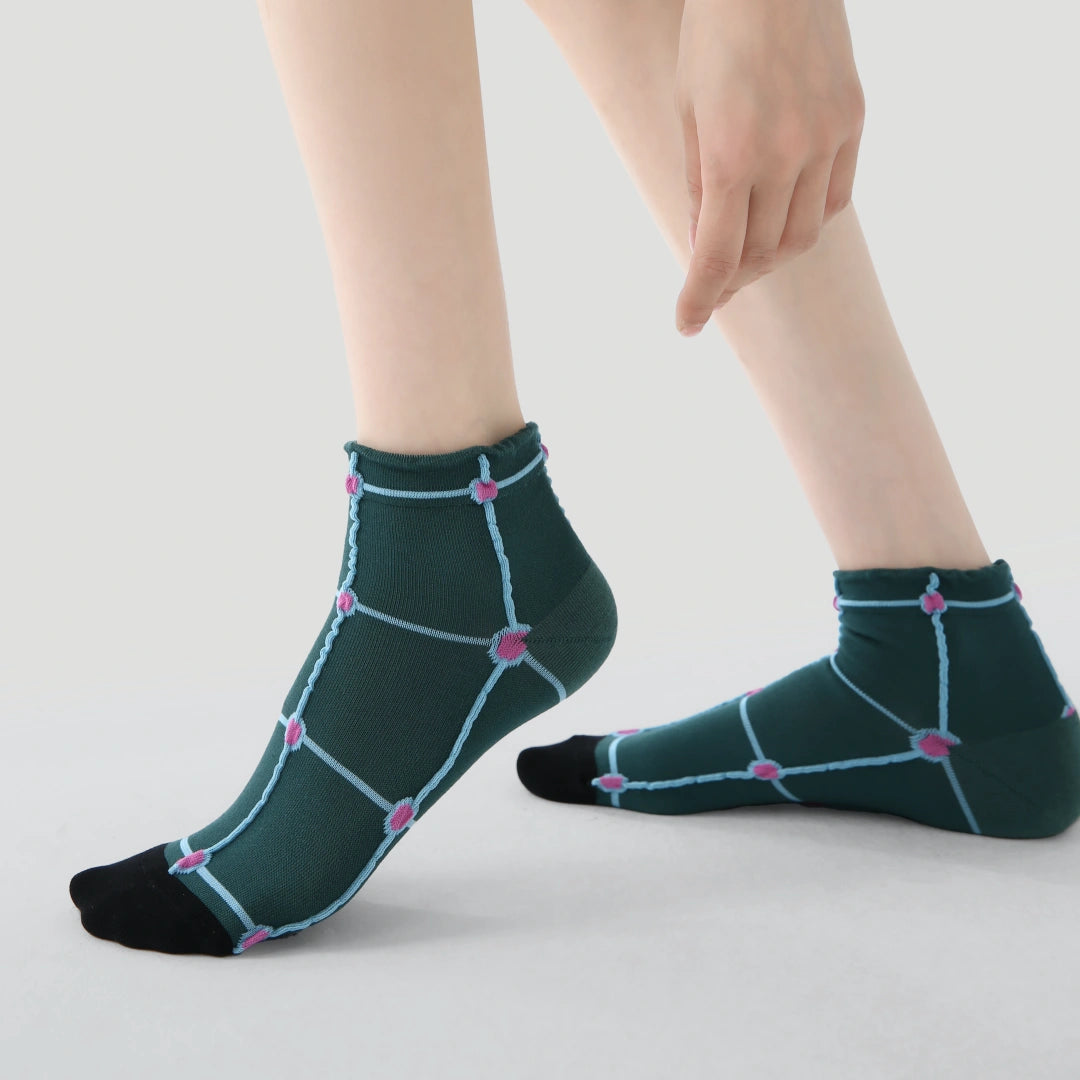 Artistic Color-Block Ankle Socks 3-Pack