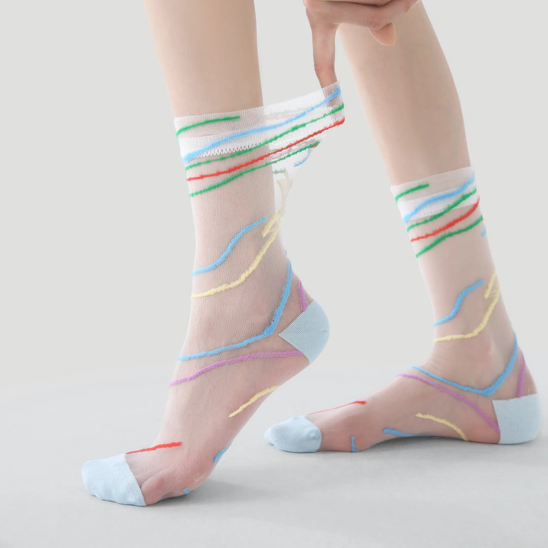 Ethereal Edge Creative Sheer Socks 3-Pack - sock set showing secure grip comfort