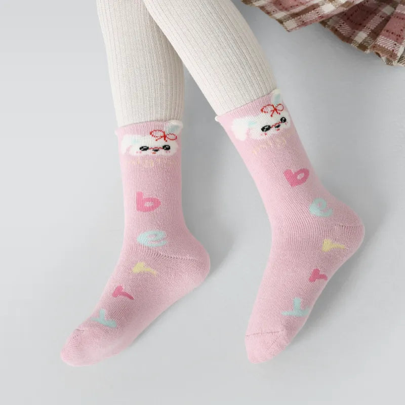 Kid's Kawaii Animals Crew Socks - 5 Pairs