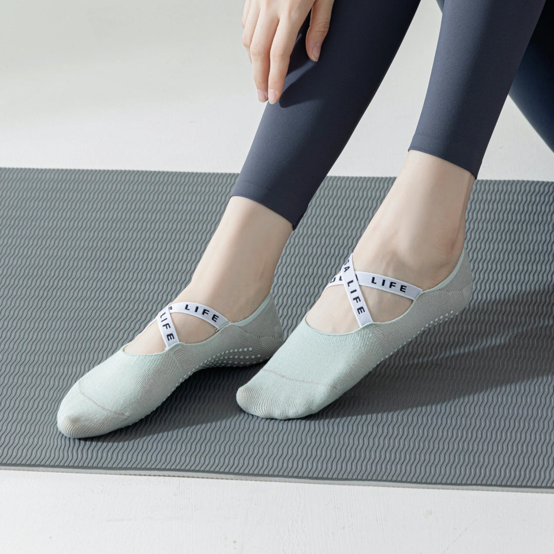 Women's 95% Cotton Yoga Ballet Socks - product photo showing secure grip comfort