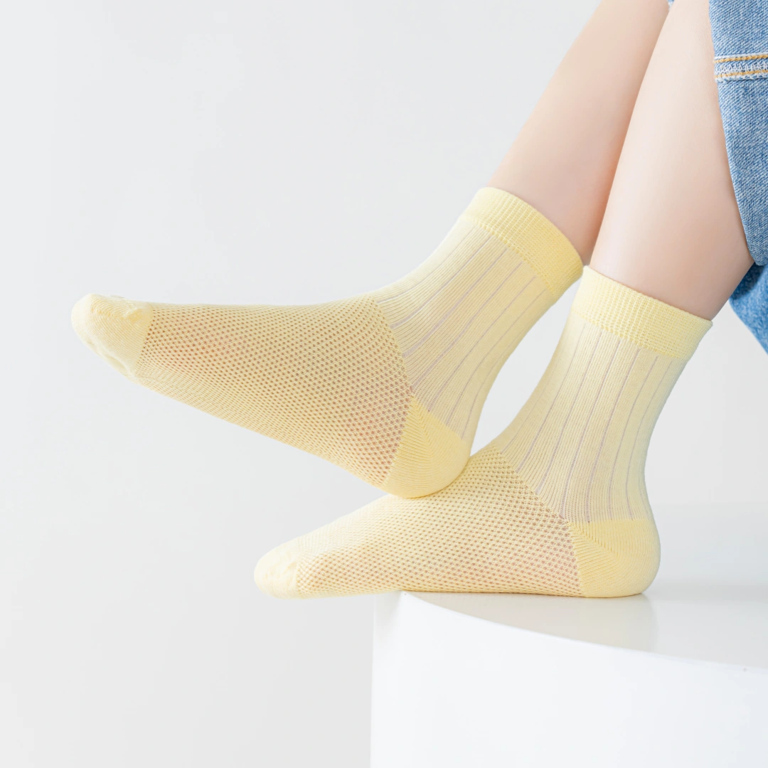 Kids' 99% Cotton Ultra-Soft Mesh Crew Socks (4-Pack) - sock set showing breathable mesh comfort