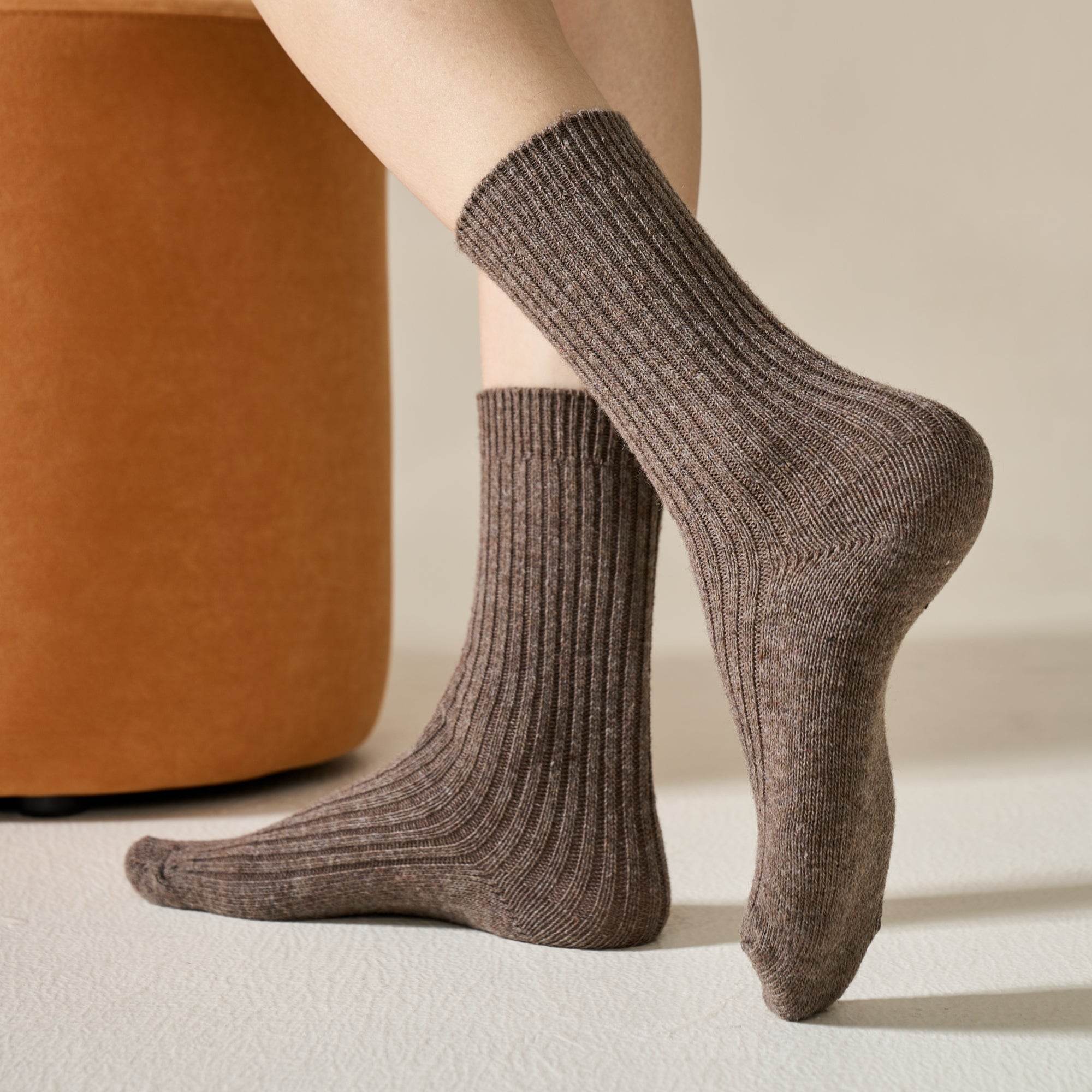 Women's Warm Wool Ribbed Socks  - Single Pair
