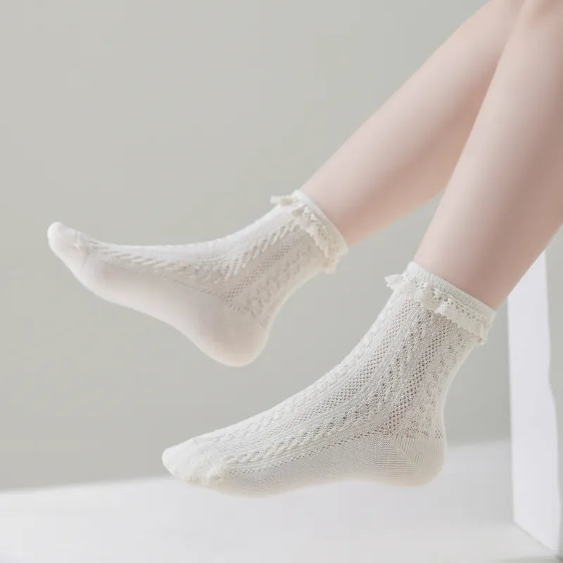 Babies The Cable-Knit Lace Socks-4 Pairs