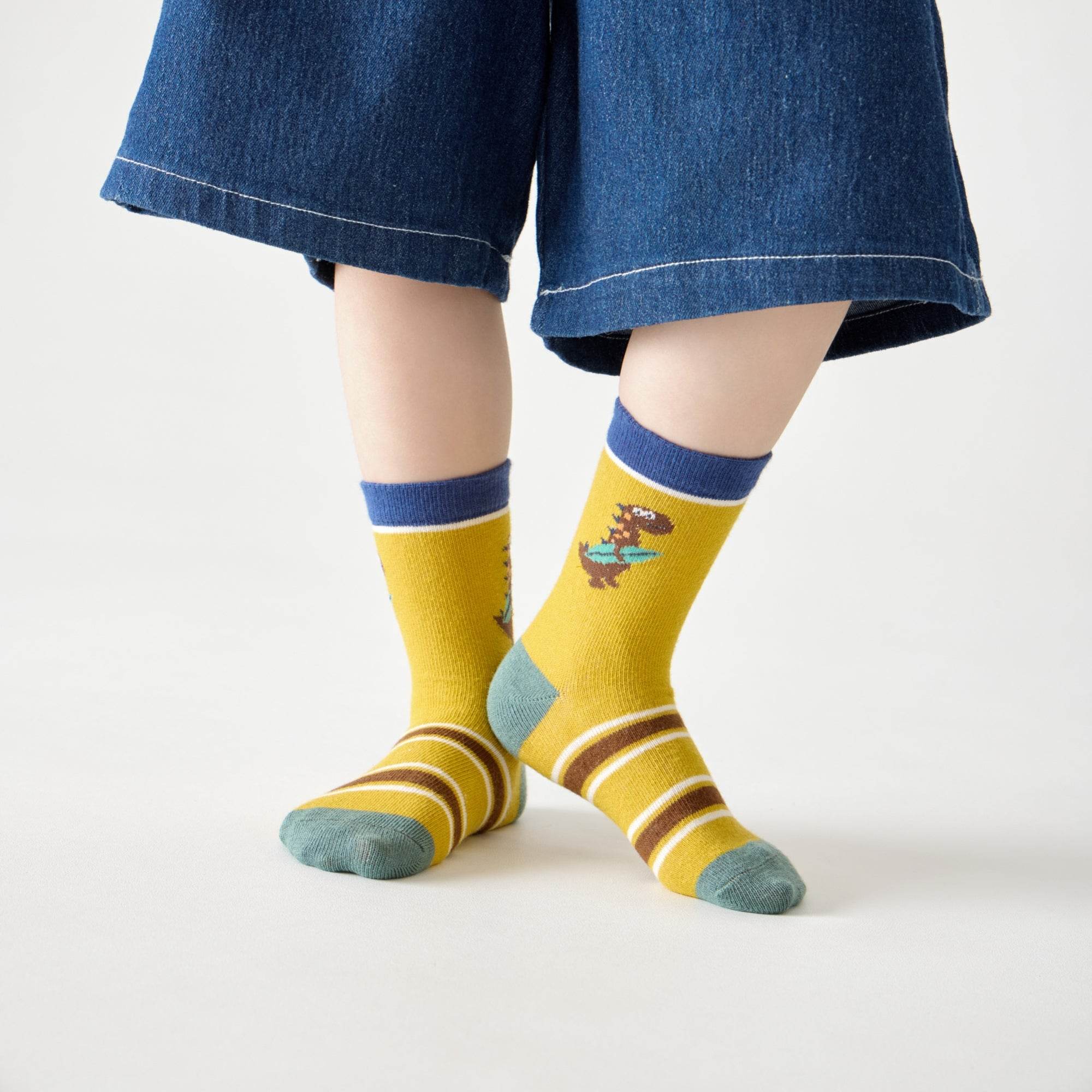 Kid's Retro Dinosaur Crew Socks - 5 Pairs - Weavasocks