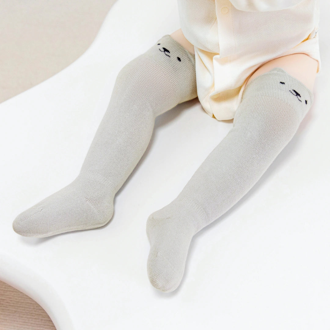 Baby’s Pastel Pals' 3D Ear & Minimalist Face Knee-High