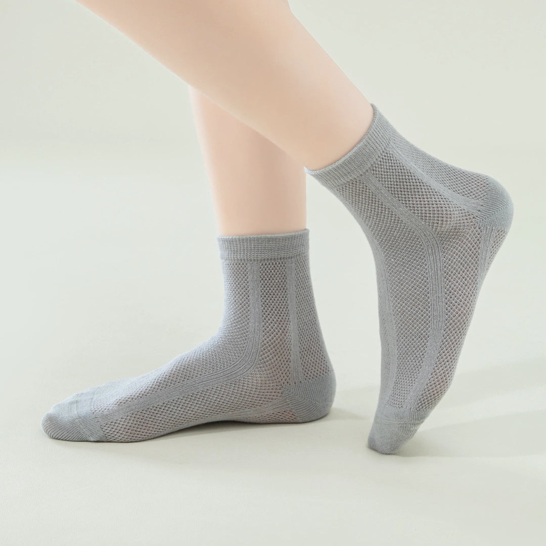 Kids' Organic Cotton Mesh Quarter Socks 4-Pack - sock set showing breathable mesh comfort