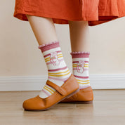 Kid's Girls' Textured Bunny & Bow Crew Socks - 5 Pairs - Weavasocks