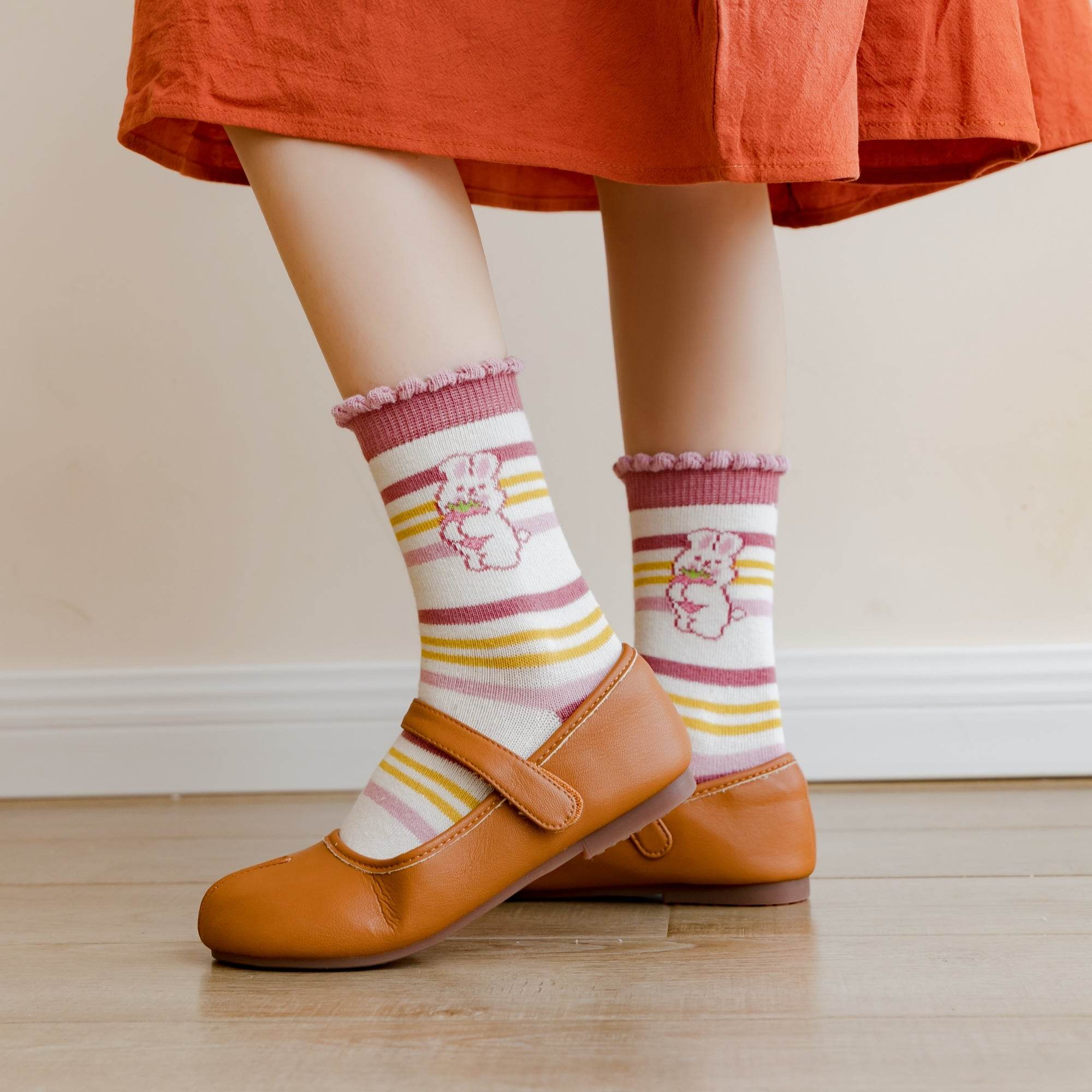 Kid's Girls' Textured Bunny & Bow Crew Socks - 5 Pairs - Weavasocks