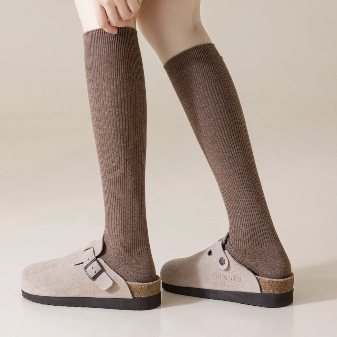 Ribbed Cotton Knee Highs