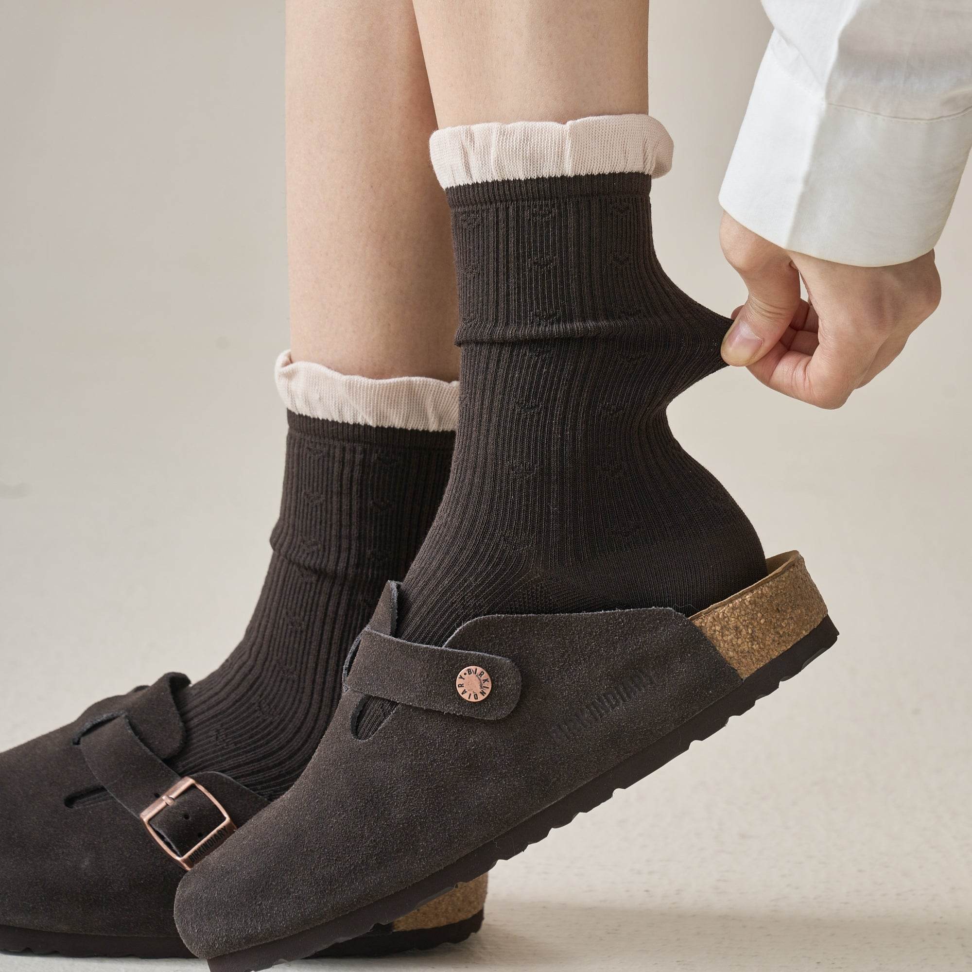 Women's Preppy Cotton Ribbed Socks - Single Pair