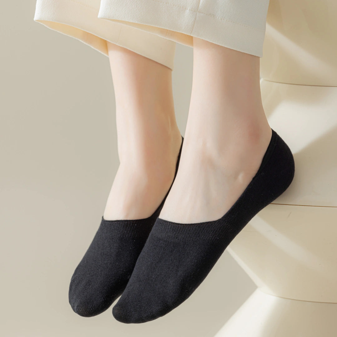 Women's Mulberry Silk & Modal Ultra-Thin No-Show Socks - product photo showing modal and mulberry silk comfort