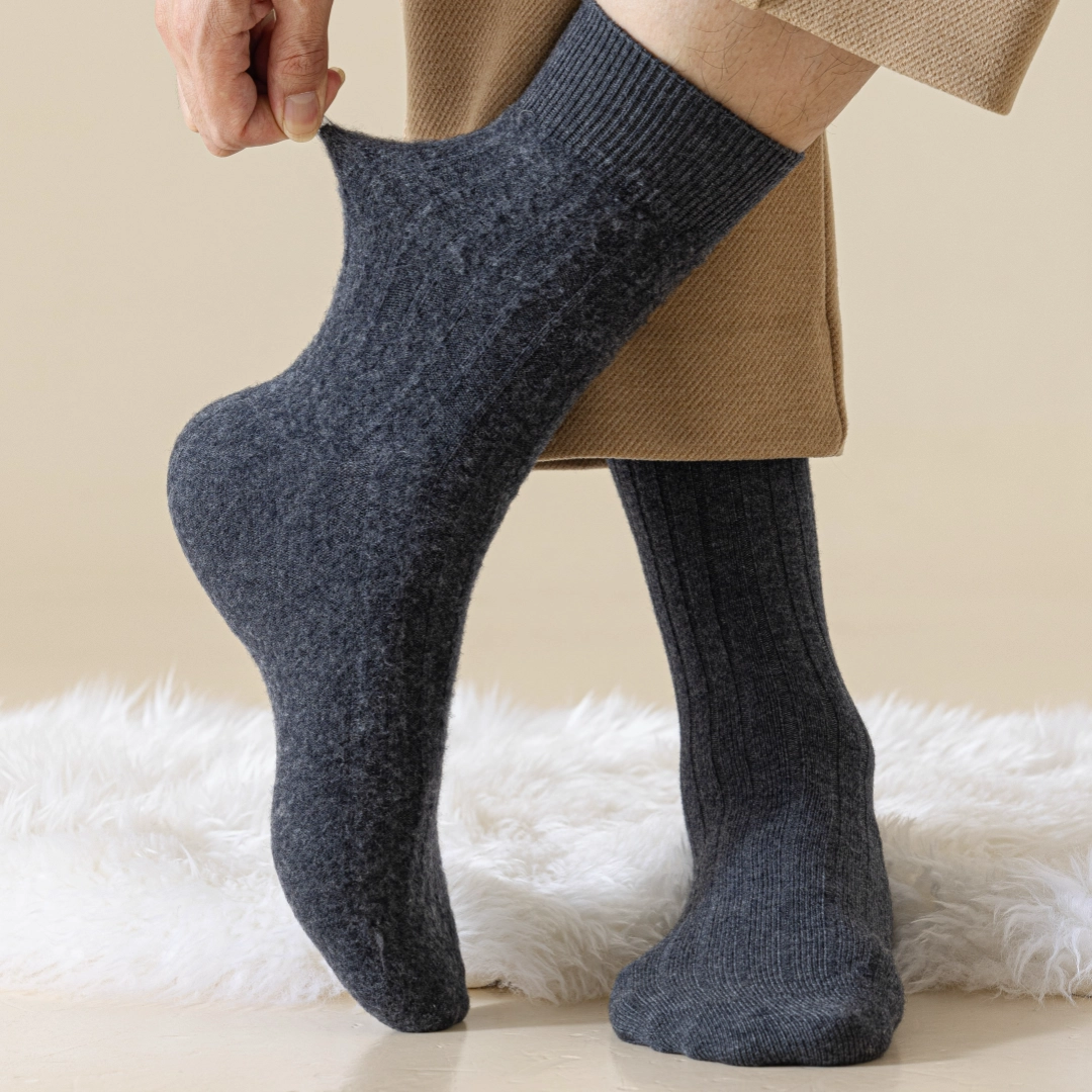 Men's 41% Wool Brushed Thermal Crew Socks
