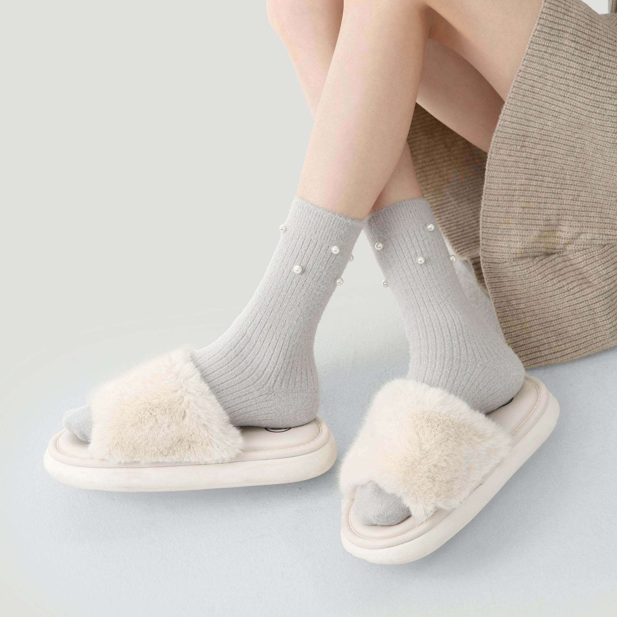 Women's Romantic Plush Crew Socks - 3 pairs