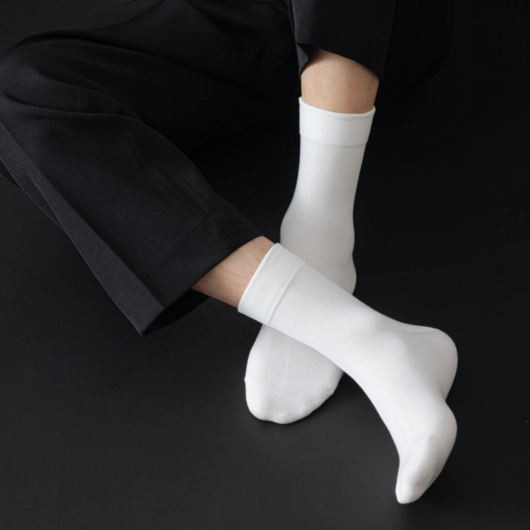 Men's Mulberry Silk Dress Socks - Non-Binding & Anti-Odor | 4.6" Short Crew | Weava Socks Light Grey / US Men's 7-11 Men's Mulberry Silk Dress Socks - Non-Binding & Anti-Odor | 4.6" Short Crew | Weava Socks Light Grey / US Men's 7-11