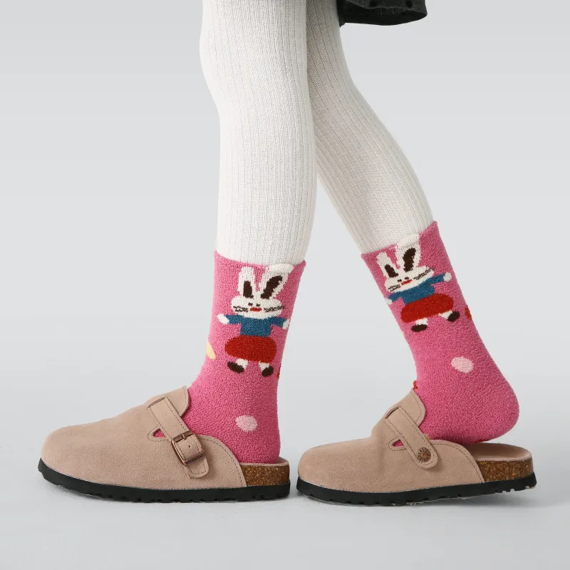 Kid's Cozy Bunny Fuzzy Socks - 4 Pairs