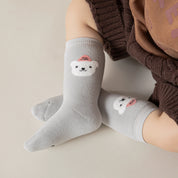 Baby’s Fuzzy Terry Bear Embroidery Socks 3-Pack
