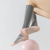 Professional Non-Slip Five-Toe Yoga Knee-High Socks - detail photo showing secure grip comfort