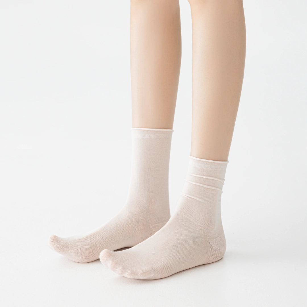 Women's 5.5" Luxury 6A Silk Roll Top Socks