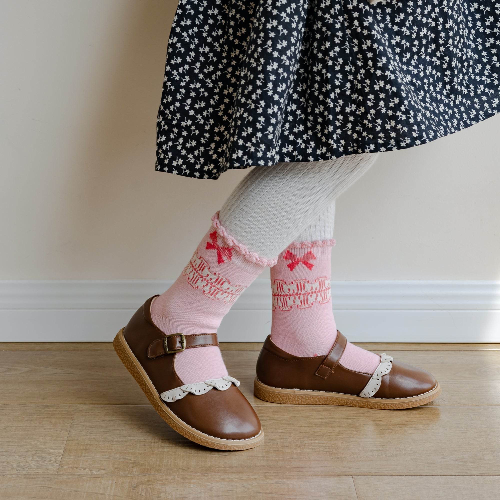 Kid's Girls' Bow & Floral Crew Socks - 5 Pairs - Weavasocks