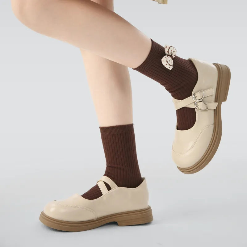 Kid's Girls' Earthy Bow Crew Socks - 3 Pairs