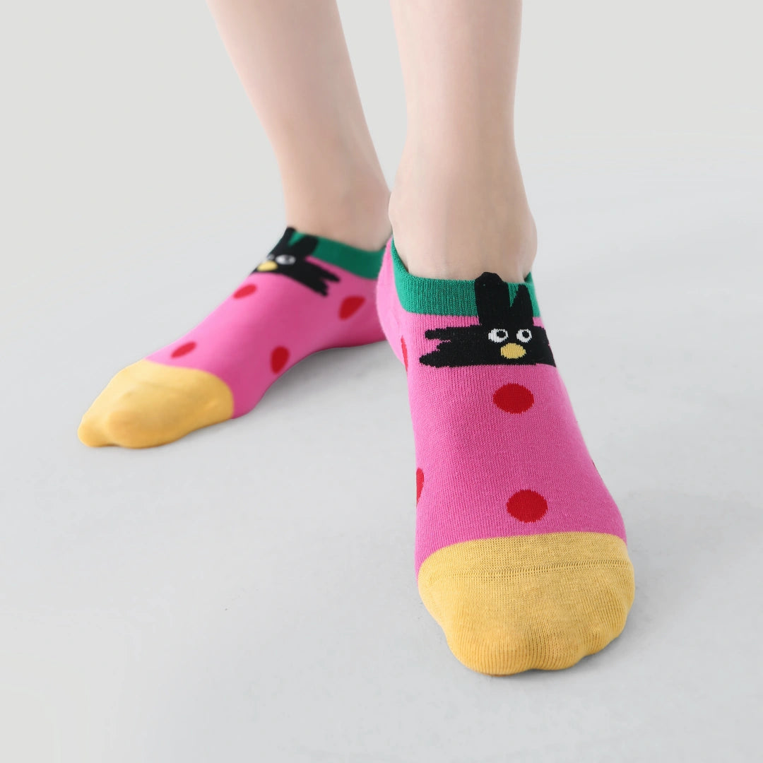 Women's Fun Cartoon Character No-Show Socks 5-Pack - sock set showing secure grip comfort