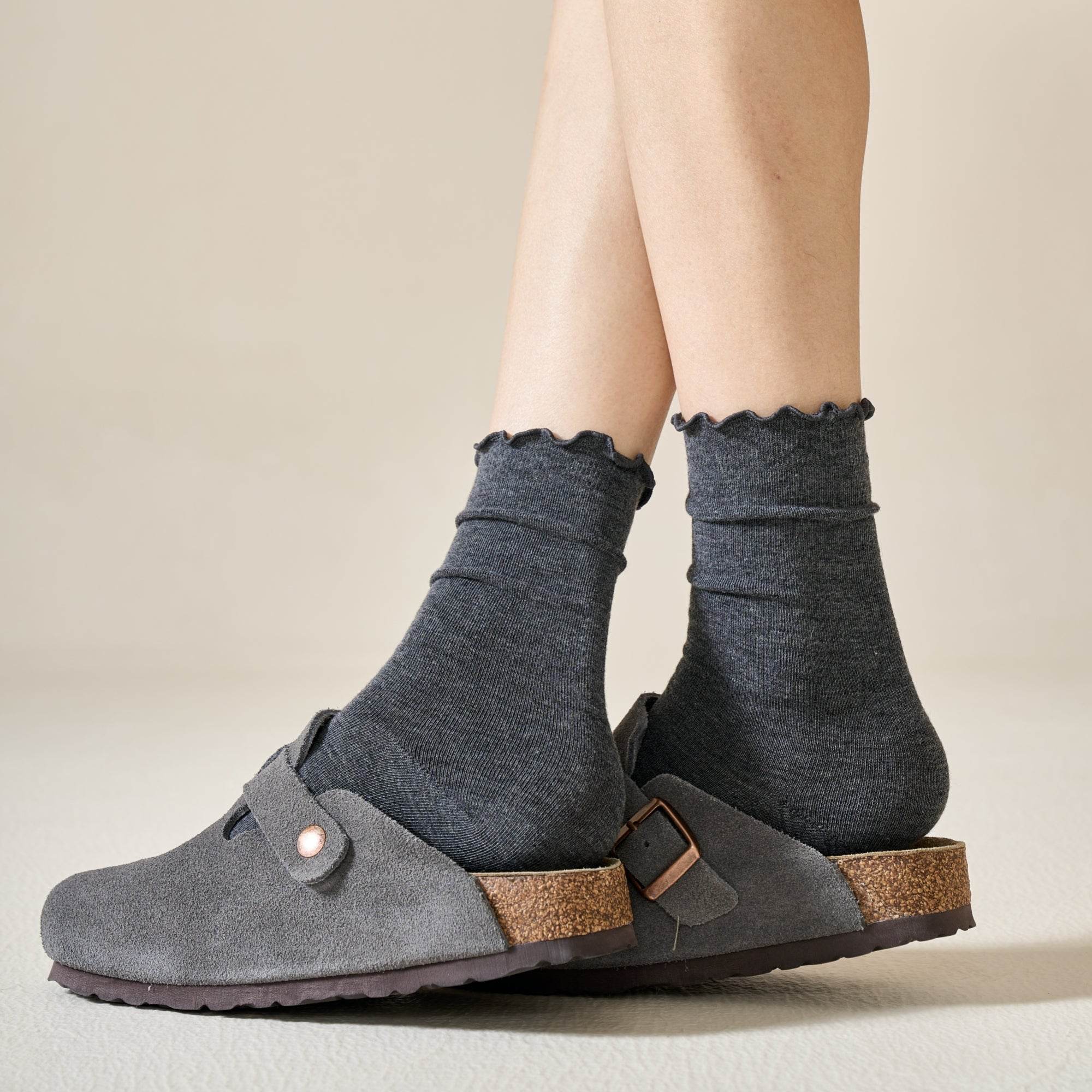 Women's Ruffle Cuff Merino Wool Socks - Single Pair