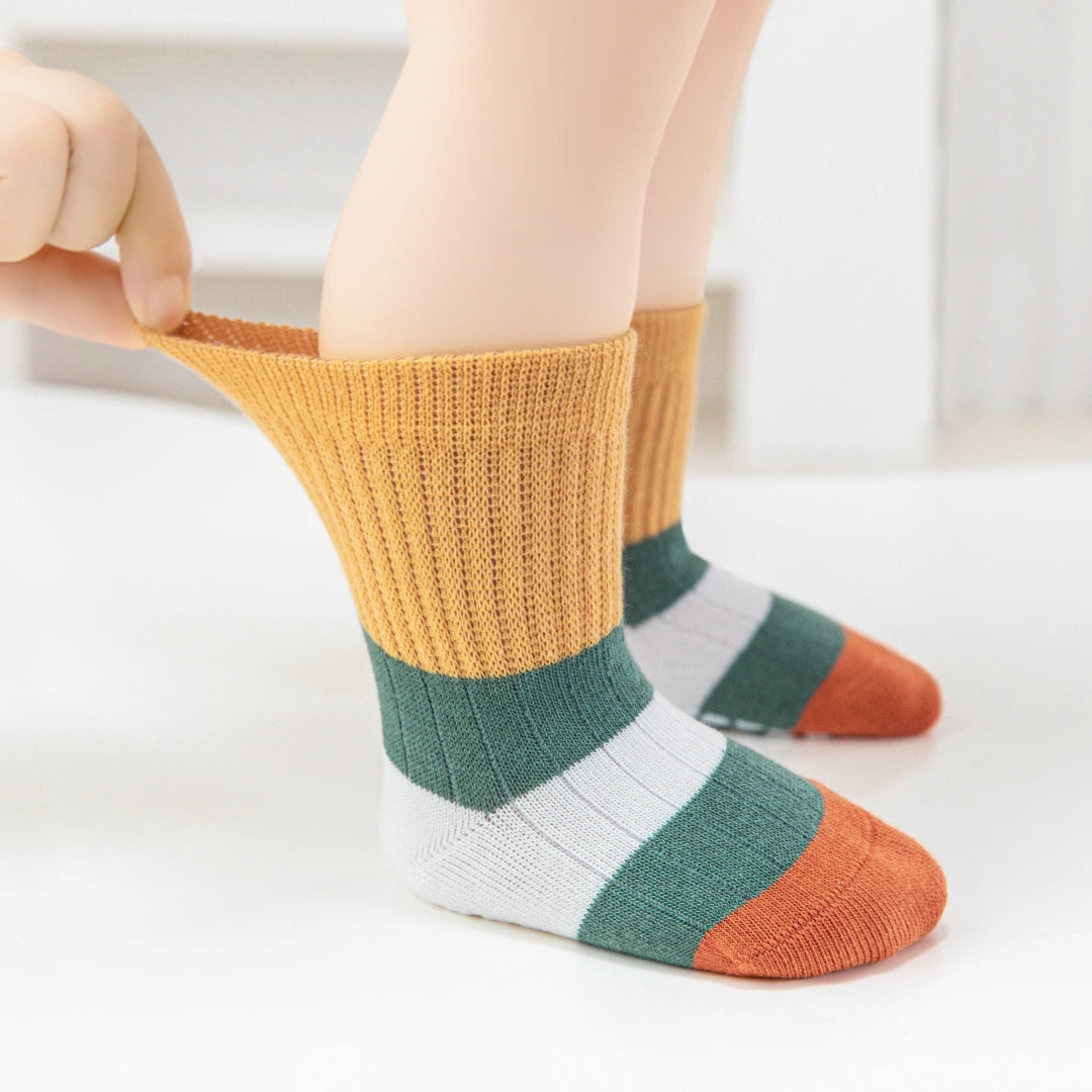 Baby’s Retro Colorblock Wide Stripe Floor Socks 3-Pack