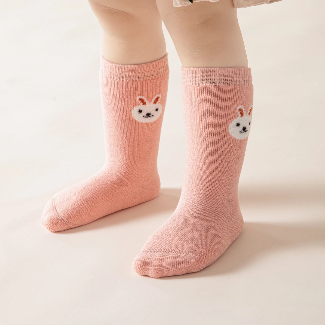 Baby’s Fuzzy Terry Rabbit Embroidery Socks 3-Pack